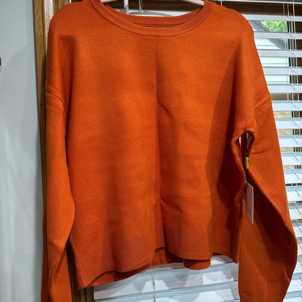 Vibrant Orange Crew Neck Sweater
